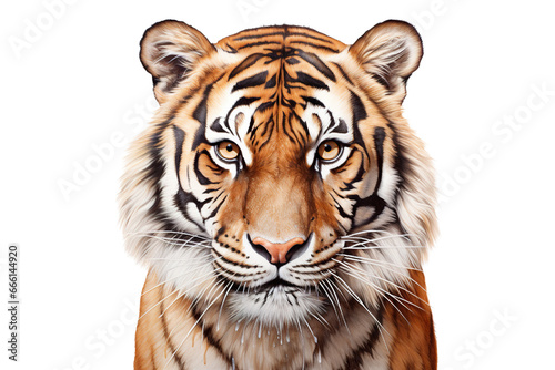 Close-up portrait of Tiger white background