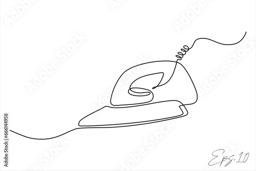 continuous line art image of ironing clothes