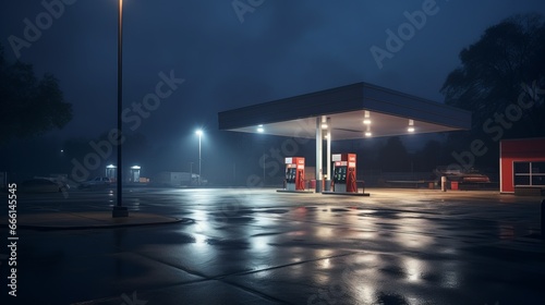 Modern gas station wide angle view