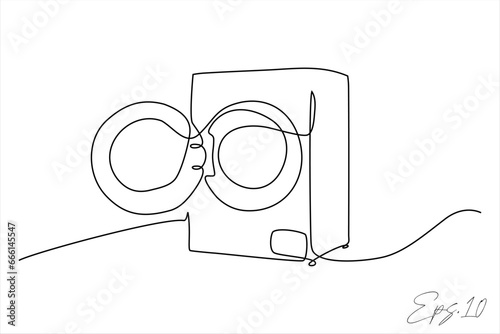 washing machine continuous line art drawing