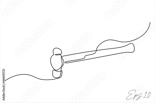 hammer continuous line art drawing