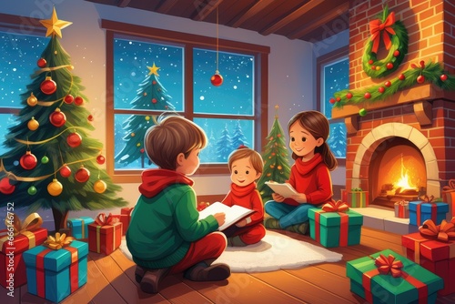 Festive Gathering Cheerful Family Celebrating Christmas Happiness