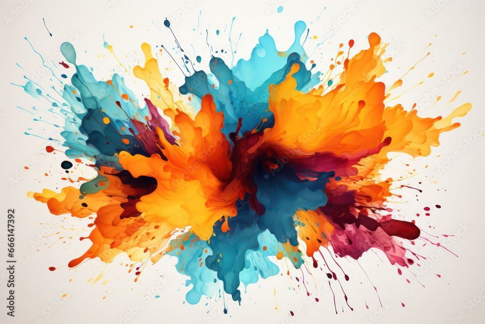 Color liquid ink splash abstract background rainbow art. - obrazy, fototapety, plakaty 