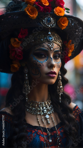 lady in makeup and costume for halloween and day of the dead © Amir Bajric