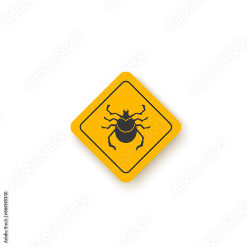 Ticks warning mite bug icon. Encephalitis parasite icon. Vector illustration of tick warning sign
