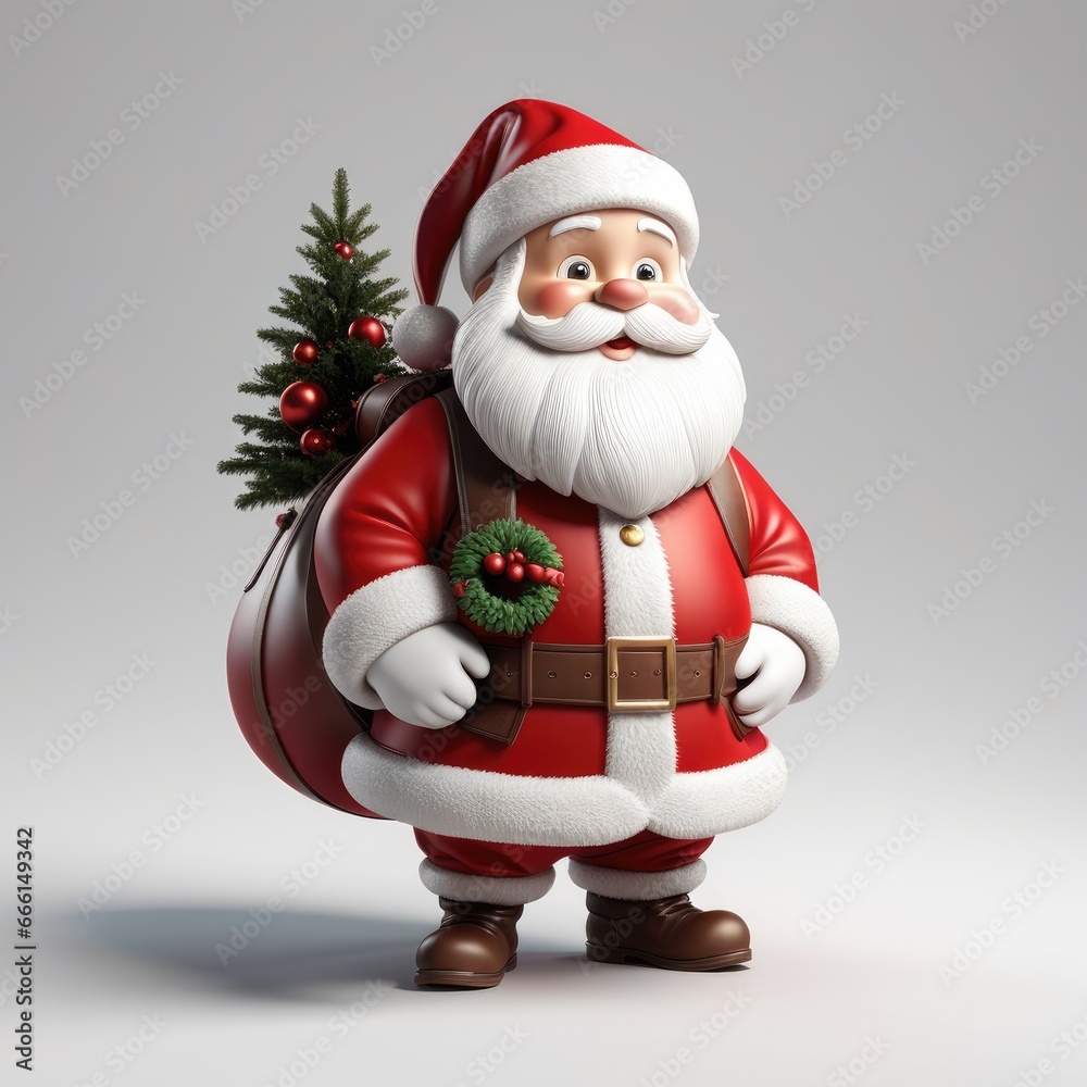 Festive Family Celebration with Santa Claus Hat and Christmas Tree Decoration Festive Family Celebration with Santa Claus Hat and Christmas Tree Decoration