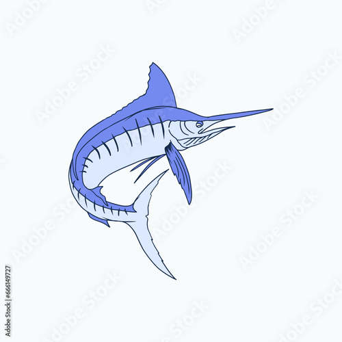 hand drawing jumping fish marline fish illustration