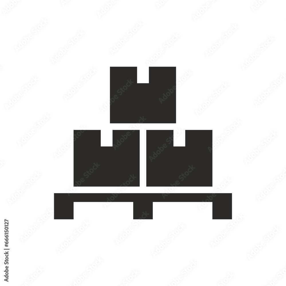 Pallet icon. Cardboard boxes on a wooden pallet. Vector icon isolated on white background. Pallet icon. Cardboard boxes on a wooden pallet. Vector icon isolated on white background.