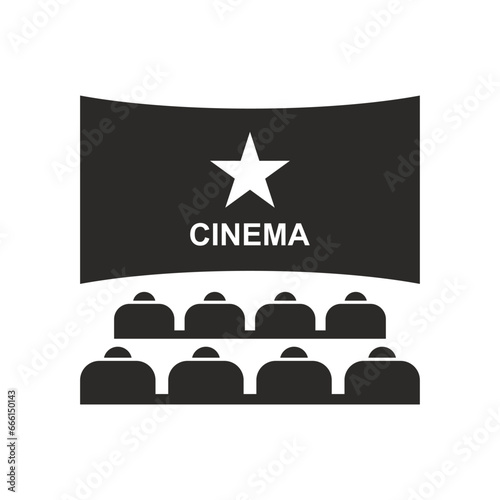 Cinema icon. Movie theater. Vector icon isolated on white background.