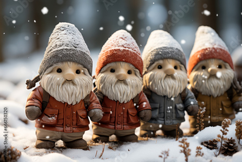 Christmas Scene Cute Dwarfs Santa Claus Generative AI