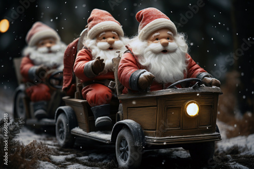 Christmas Scene Cute Dwarfs Santa Claus Generative AI