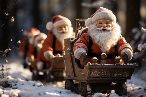 Christmas Scene Cute Dwarfs Santa Claus Generative AI