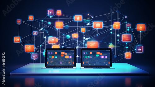 Wallpaper Mural business data analysis concept with businessman working with tablet and tablet computer on dark background Torontodigital.ca