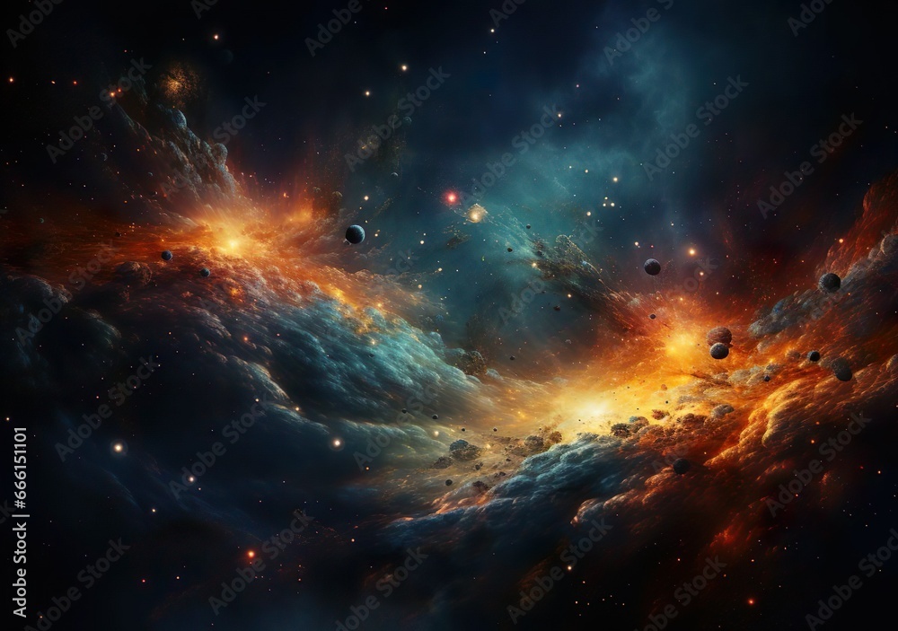 Fototapeta premium Exploring the Cosmic Tapestry: Artistic Visions of Space and Celestial Wonders