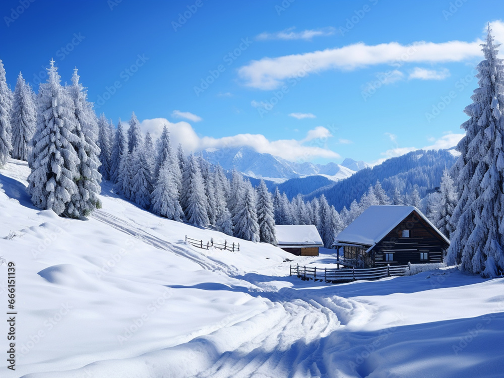 breathtaking scenery of a snowy