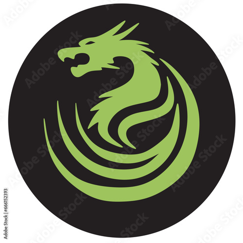 Vector silhouette of dragon symbol . line art.