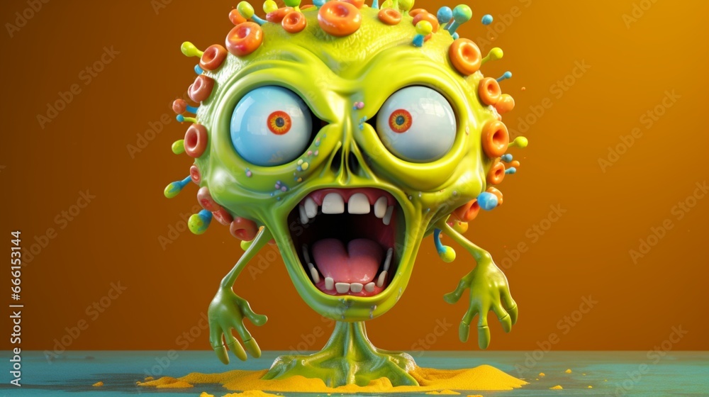 crazy head radioactive goo cartoon character high.Generative AI crazy head radioactive goo cartoon character high.Generative AI