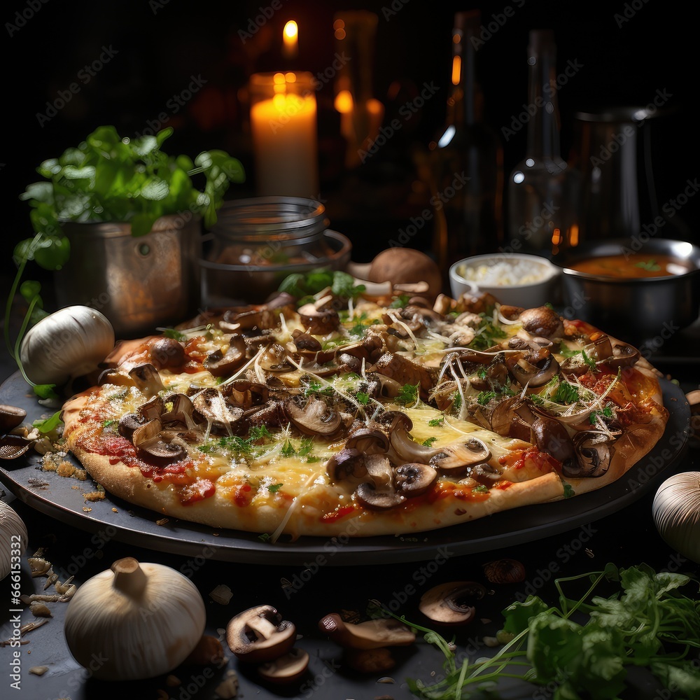 Mushroom and Truffle Pizza, Mushroom and Truffle Pizza with Truffle Oil. Mushroom and Truffle Pizza, Mushroom and Truffle Pizza with Truffle Oil.