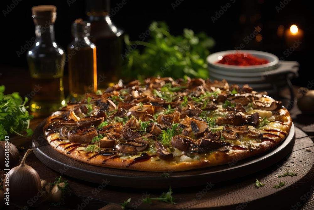 Mushroom and Truffle Pizza, Mushroom and Truffle Pizza with Truffle Oil.