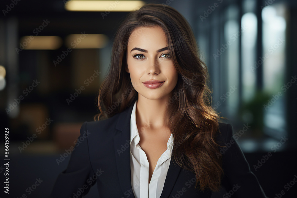 Fototapeta premium Generative AI portrait of amazing executive office worker brunette woman