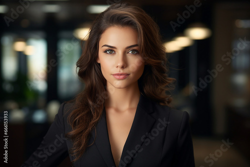 Generative AI technology picture portrait of stunning office woman meeting conference regime