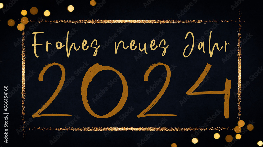  Frohes neues Jahr 2024, Neujahr Silvester Grußkarten Feier Karte mit Bildidee 