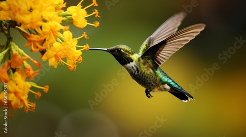 Green and blue Hummingbird Black-throated Mango photo