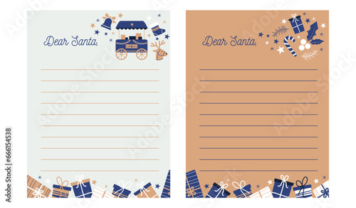 Letter to Santa Claus - Child's Letter Template for Santa - 2 Editable Vector Models - Wishlist - Festive Decorations for the Holiday Season - Christmas, Gifts