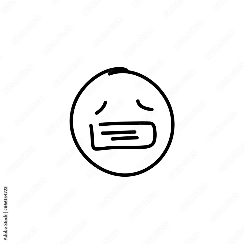 Doodle Emoji face icon. Hand drawn sketch style. Vector illustration Doodle Emoji face icon. Hand drawn sketch style. Vector illustration