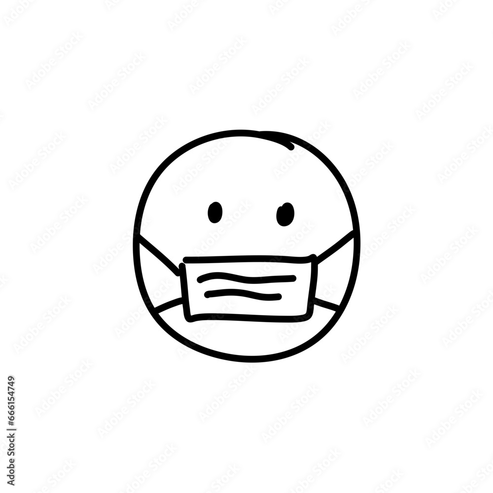 Doodle Emoji face icon. Hand drawn sketch style. Vector illustration Doodle Emoji face icon. Hand drawn sketch style. Vector illustration