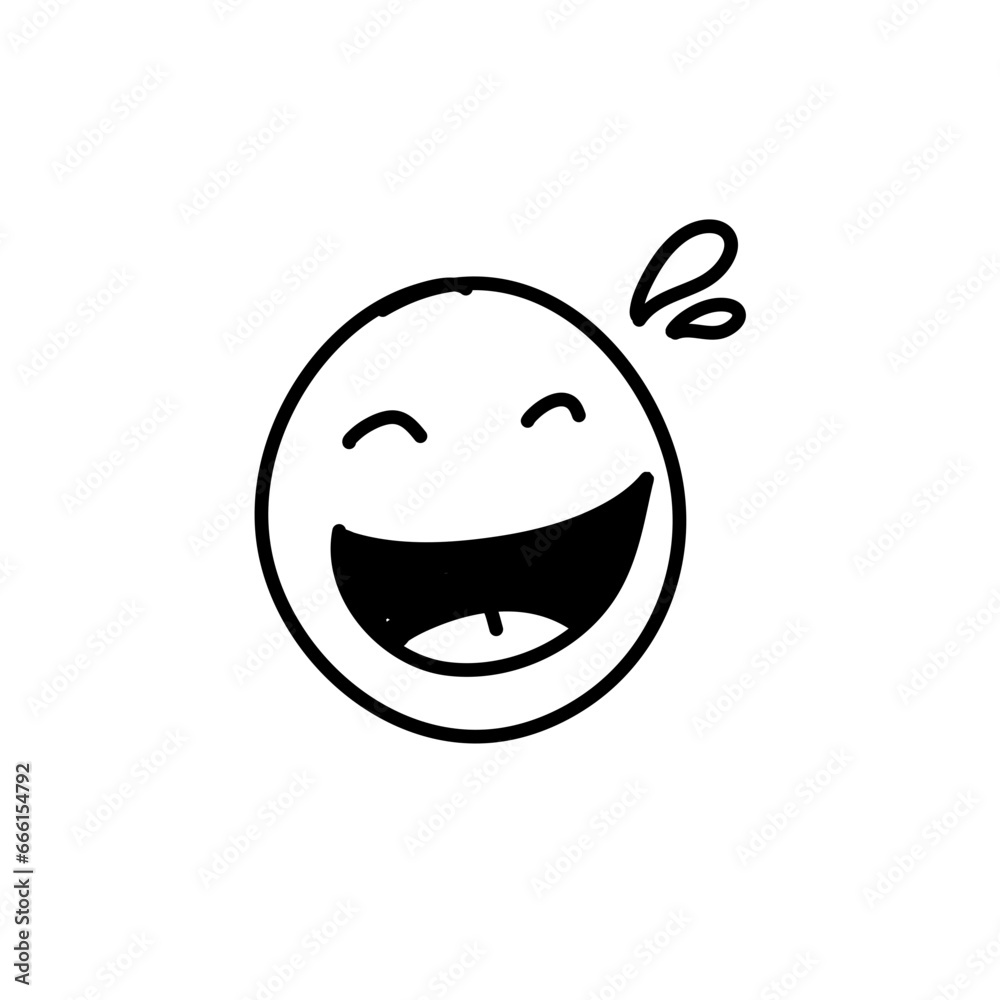 Fototapeta premium Doodle Emoji face icon. Hand drawn sketch style. Vector illustration