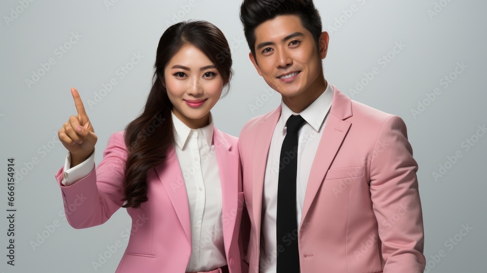 Couple Happy Business Asian People Hand Pointing, Background Image , Beautiful Women, Hd Couple Happy Business Asian People Hand Pointing, Background Image , Beautiful Women, Hd