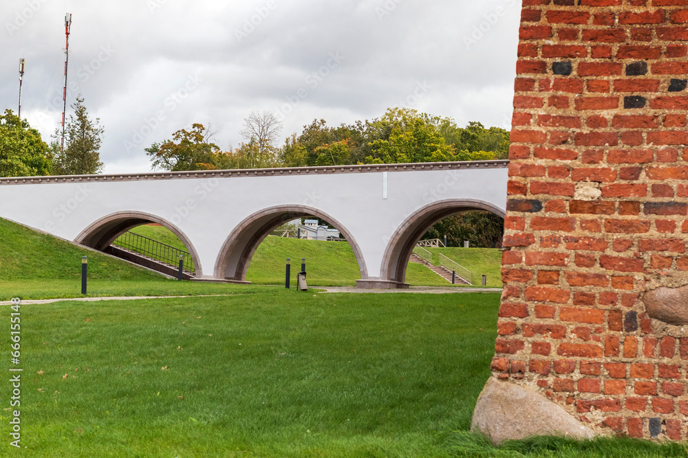 Shot of the bridge leading to the castle. Architecture