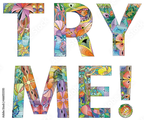 TRY ME. Vector decorative zentangle object for any purpose