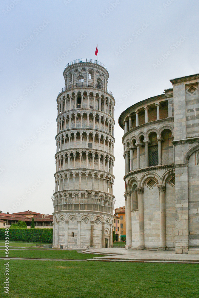The leaning tower of Pisa located in Tuscany, Italy