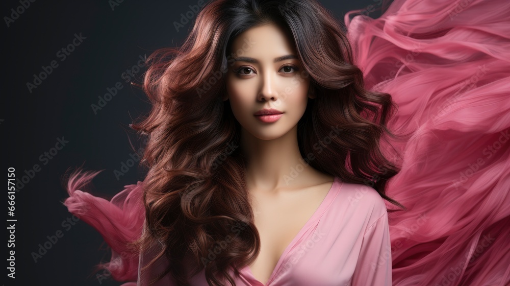  Beautiful Asian Woman Isolated Pinkphotorealistic , Background Image , Beautiful Women, Hd