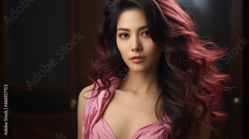  Beautiful Asian Woman Isolated Pinkphotorealistic , Background Image , Beautiful Women, Hd