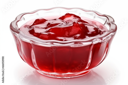 Bowl of jam isolated on a white background. photo