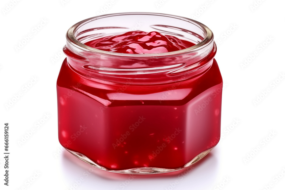 Open jar of jam isolated on a white background. Open jar of jam isolated on a white background.