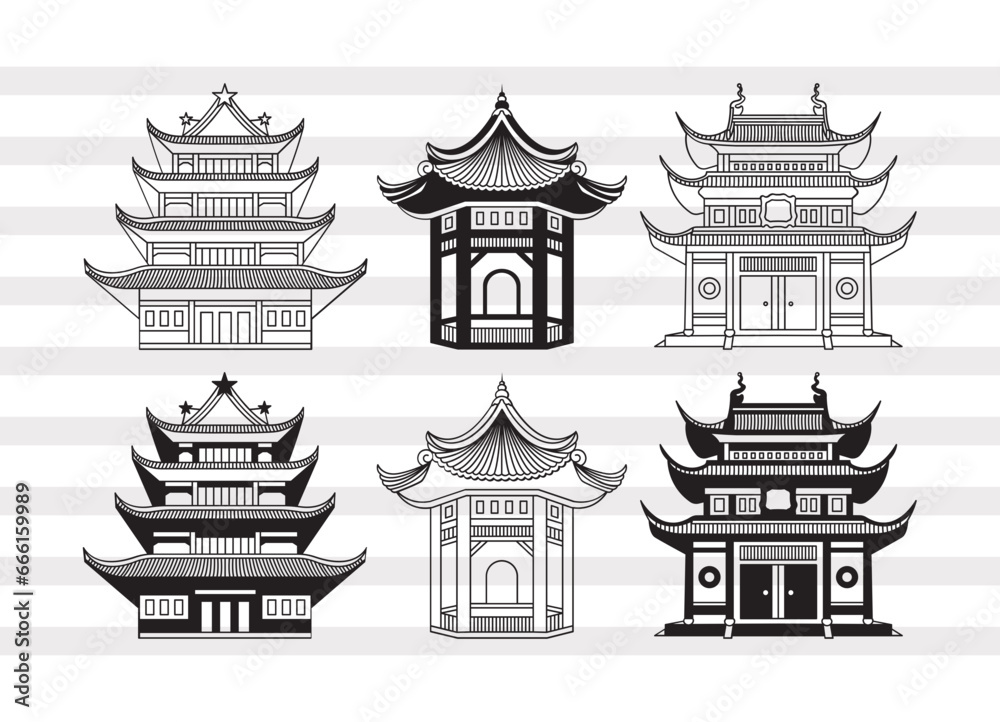 Building Of Chinese SVG, Pagoda Svg, Pagoda Tower Svg, Temple House Bundle