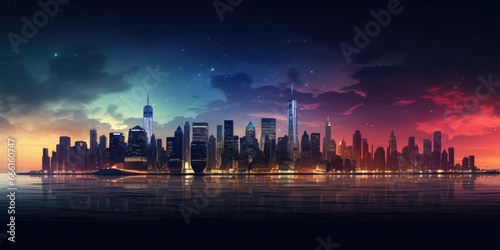 "Cityscapes Aglow: Exploring Stunning Night Views of Urban Landscapes" Ai generated.