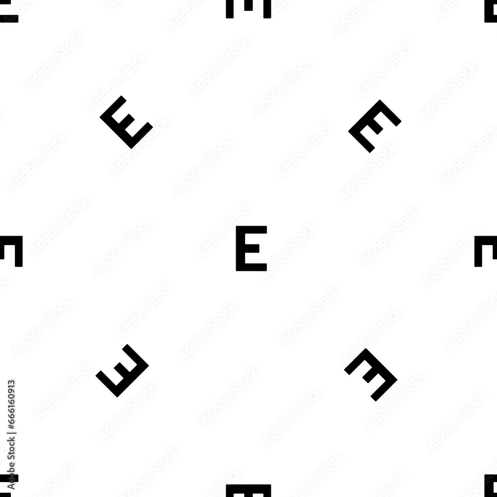 Seamless pattern of repeated black capital letter E symbols. Elements are evenly spaced and some are rotated. Illustration on transparent background Seamless pattern of repeated black capital letter E symbols. Elements are evenly spaced and some are rotated. Illustration on transparent background