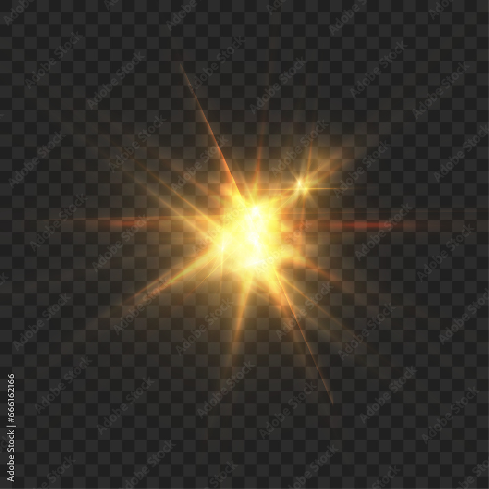 Abstract light effect. Explosion of a golden nova in outer space. Vector on transparent background. Abstract light effect. Explosion of a golden nova in outer space. Vector on transparent background.