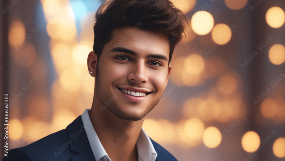 Nightlife in the City: Young Adult Male with Golden Bokeh Background, Ideal for Influencer Marketing Campaigns. Nightlife in the City: Young Adult Male with Golden Bokeh Background, Ideal for Influencer Marketing Campaigns.