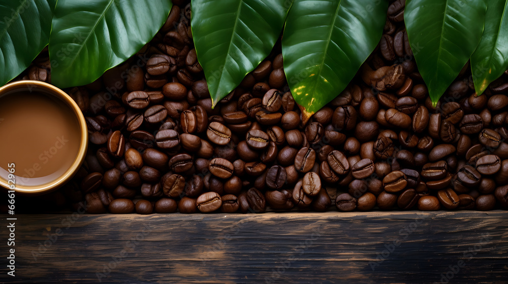 Fototapeta premium coffee beans and cup