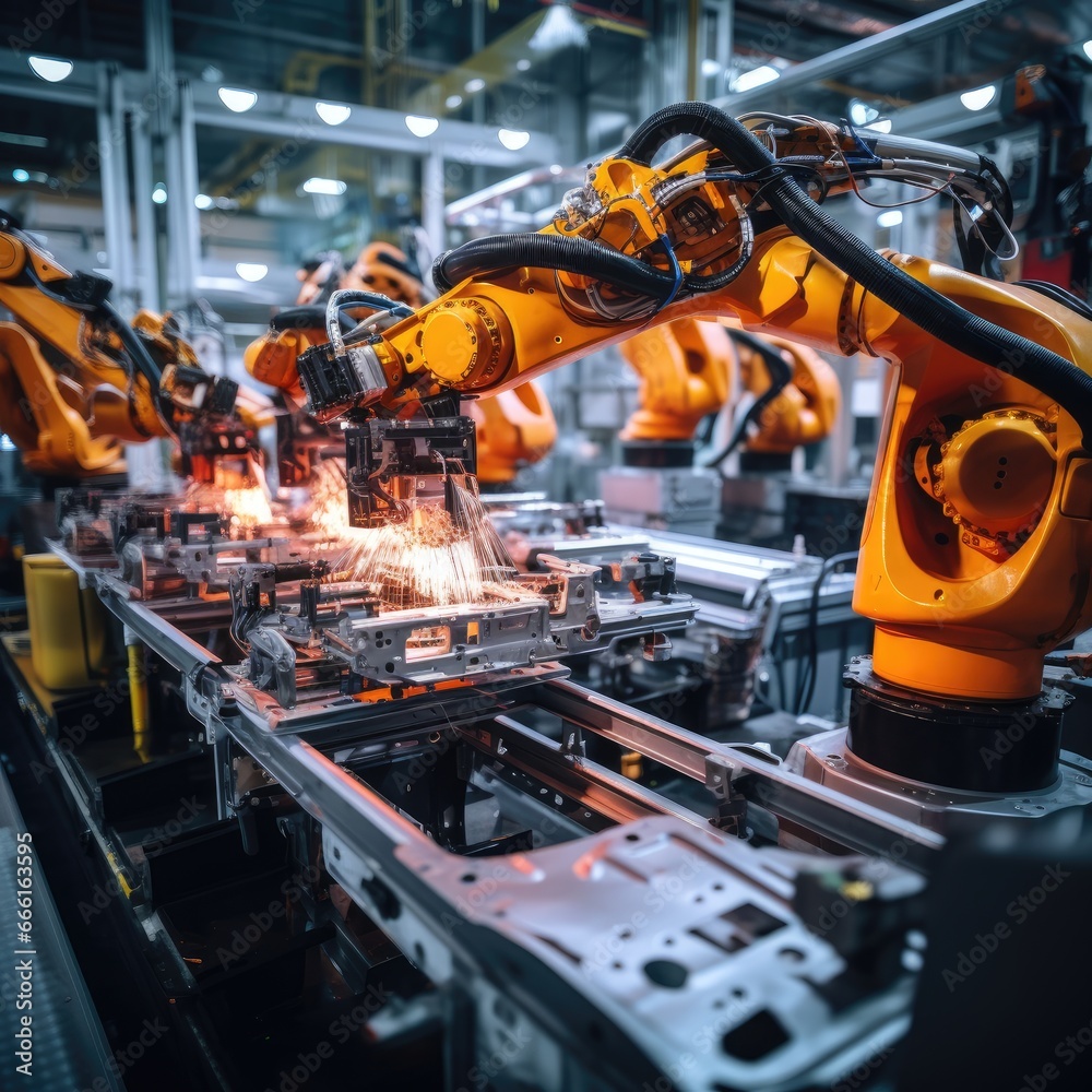 robot arm assembly machine factory workshop sparks photo manufacturing automated production robot arm assembly machine factory workshop sparks photo manufacturing automated production