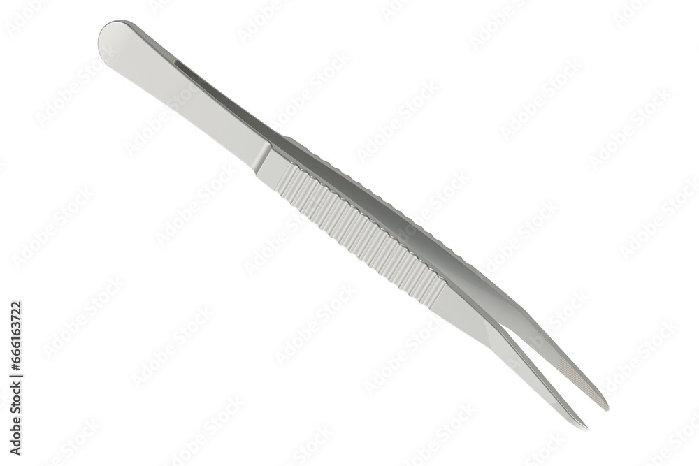 Stainless Steel Tweezers, universal bent tip tweezers. 3D rendering isolated on transparent background Stainless Steel Tweezers, universal bent tip tweezers. 3D rendering isolated on transparent background