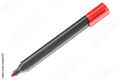 Canvas Print Red Permanent Marker, 3D rendering isolated on transparent background
