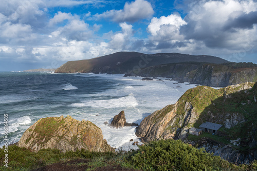 Rugged coastal landscape on the Ria de Ortigueira Galicia, Spain photo