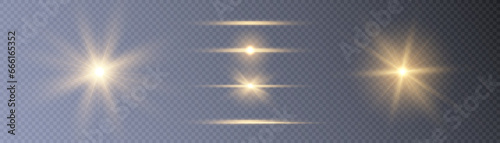 Set of bright gold stars with highlights. vector png	